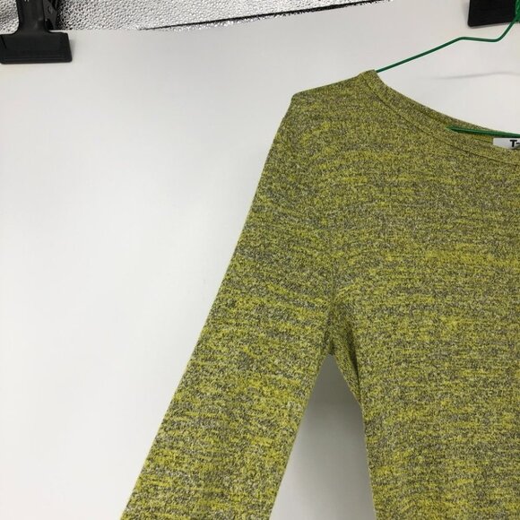 T By Alexander Wang marled yellow LS bodycon mini dress  drape twist back - Picture 10 of 16
